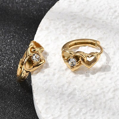Valentine's Day 304 Stainless Steel Rhinestone Hoop Earrings EJEW-P344-03G-1