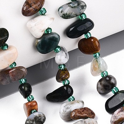 Natural Indian Agate Beads Strands G-Z091-A24-1