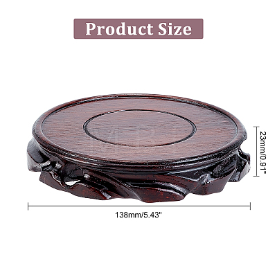 Flat Round Solid Wood Carved Base Stand ODIS-WH0020-82-1