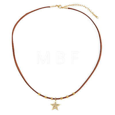 Alloy Crystal Rhinestone Star Pendant Faux Suede Cord Necklaces for Women WG50317-02-1