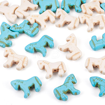 20Pcs 2 Colors Synthetic Turquoise Dyed Horse Beads G-TA0003-18B-1