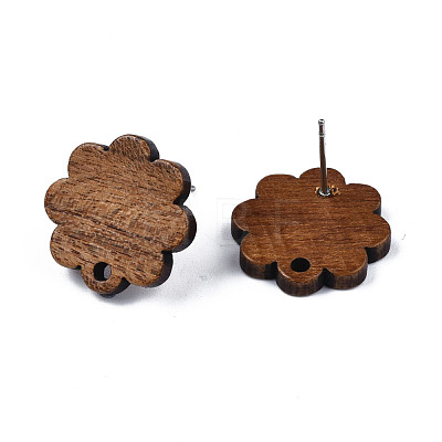 Walnut Wood Stud Earring Findings MAK-N032-015-1