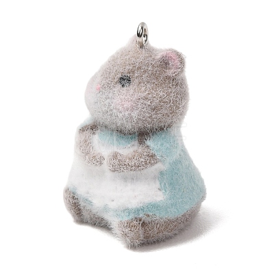 Anmial Theme Flocking Opaque Resin Pendants RESI-G130-01F-1