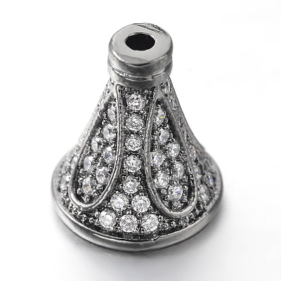 Brass Micro Pave Cubic Zirconia Bead Cones ZIRC-O019-B-02B-1