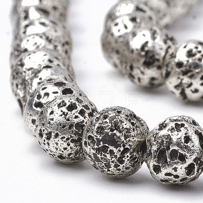 Electroplated Natural Lava Rock Beads Strands G-T098-01C-10-1