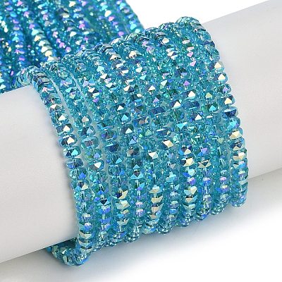 Electroplate Glass Beads Strands GLAA-Q105-03G-1