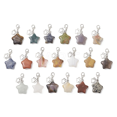 Star Natural & Synthetic Mixed Stone Pendant Decorations HJEW-JM04667-1