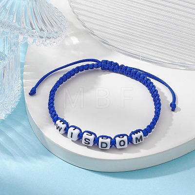 Word Wisdom Acrylic Braided Bead Bracelets BJEW-JB09454-1