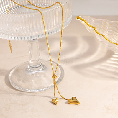 304 Stainless Steel Double Heart Lariat Necklaces WG40DB7-01-1