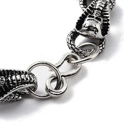 Retro Alloy Skull Snake Link Chain Bracelets for Women Men BJEW-L684-009AS-1