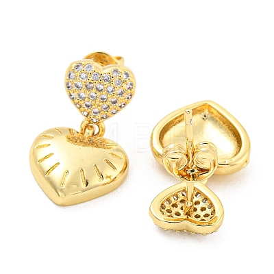Rack Plating Brass Heart Dangle Stud Earrings EJEW-A028-17G-1