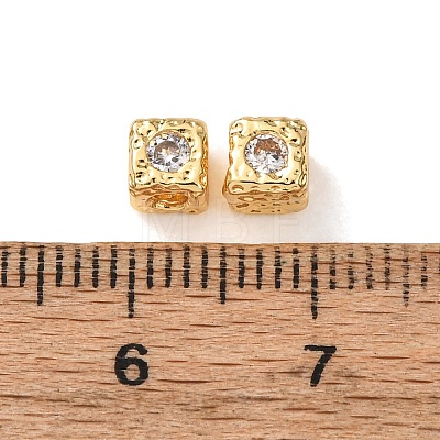 Brass Micro Pave Clear Cubic Zirconia Beads KK-D259-09G-1