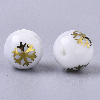 Christmas Opaque Glass Beads X-EGLA-R113-01C-1