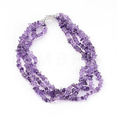 Chip Natural & Synthetic Mixed Stone Beaded Multi-Strand Necklaces NJEW-JN01576-1