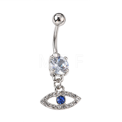 Evil Eye Drop Belly Button Rings for Women AJEW-C010-01P-1