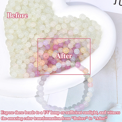 800Pcs Transparent Glass UV Reactive Beads DGLA-PA0001-10C-1