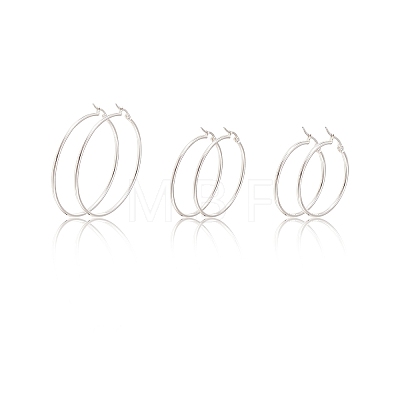 304 Stainless Steel Hoop Earrings EJEW-CJ0001-01-1