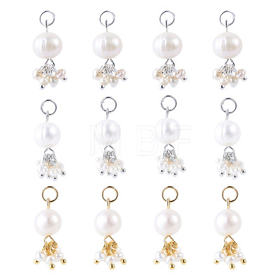 12Pcs 3 Colors Potato Natural Cultured Freshwater Pearl Pendants PALLOY-TA00387-1