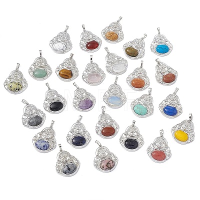 Natural & Synthetic Mixed Gemstone Pendants G-H283-01-1
