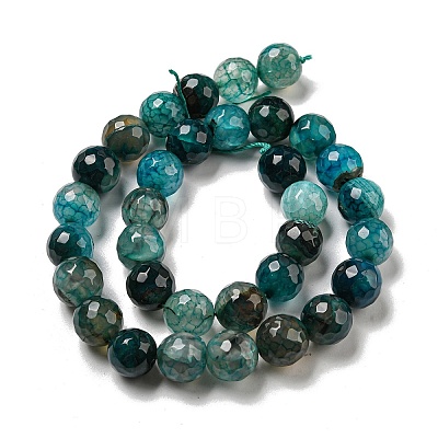 Faceted Natural Dragon Veins Agate Beads Strands G-F447-12mm-P07-1