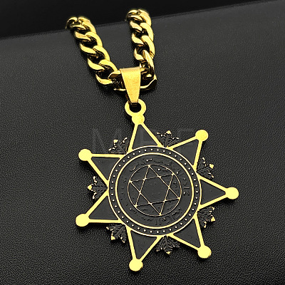 304 Stainless Steel Enamel Black Star Pendant Necklaces for Men WGCD56C-02-1