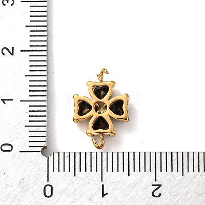 304 Stainless Steel Pave Cubic Zirconia Flower Links Connector Charms STAS-T026-03A-01G-1