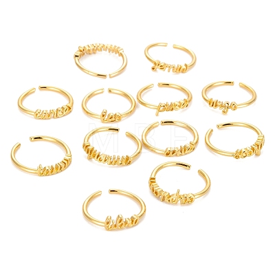 12Pcs 12 Style Brass Cuff Rings RJEW-LS0001-37G-1