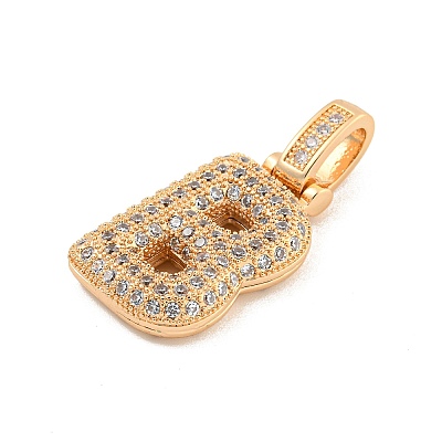 Brass Micro Pave Clear Cubic Zirconia Pendants KK-B099-01G-B-1