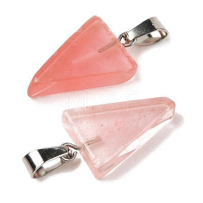 Cherry Quartz Glass Pendants G-B127-04P-11-1