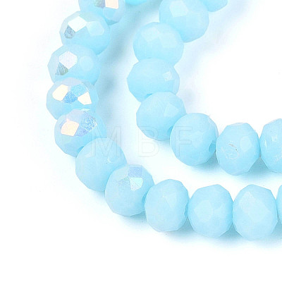 AB Color Plated Opaque Glass Rondelle Beads Strands EGLA-T029-4mm-09I-1