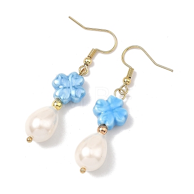 Shell Pearl & Porcelain Beads Dangle Earrings EJEW-JE07202-1