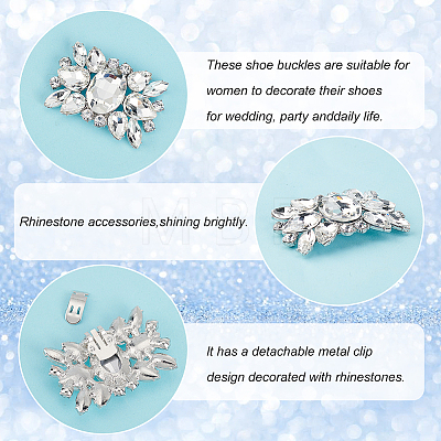 HOBBIESAY 2Pcs Alloy Rhinestone Shoe Buckle Clips AJEW-HY0001-65A-1