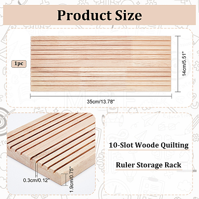 Customized 10-Slot Wooden Quilting Ruler Storage Rack RDIS-WH0011-21A-1