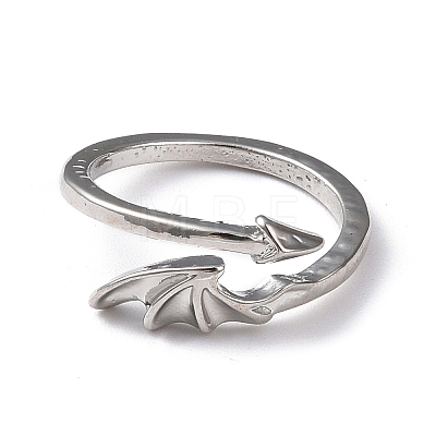 Alloy Wing Open Cuff Ring for Women RJEW-K239-17D-AS-1