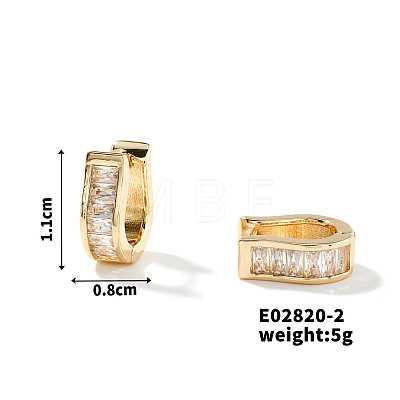 Exquisite Unisex U-shaped Brass Cubic Zirconia Hoop Earrings Fashionable Light Luxury RN4802-2-1