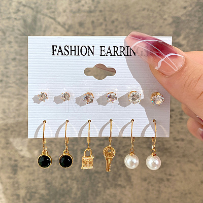 Alloy & Plastic Pearl & Rhinestone Earring Sets WG17A46-25-1