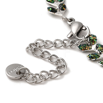 Brass Enamel Link Cobs Chains Bracelets with Paillettes BJEW-L685-07P-1