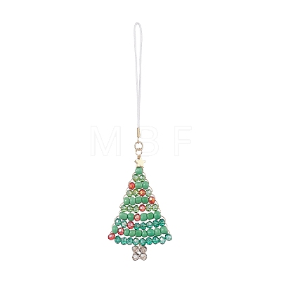 Christmas Glass Seed Beaded Pendant Decorations HJEW-TA00013-1