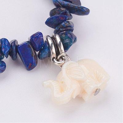 Resin Elephant Charm Bracelets BJEW-JB02911-02-1