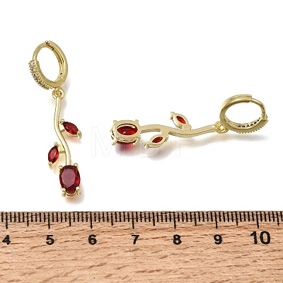 Brass Micro Pave Cubic Zirconia Hoop Earrings CU-CBA108A-14G-03-1