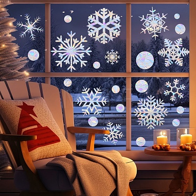 Snowflake Rainbow Prism Electrostatic Window Stickers PW-WG598EC-01-1