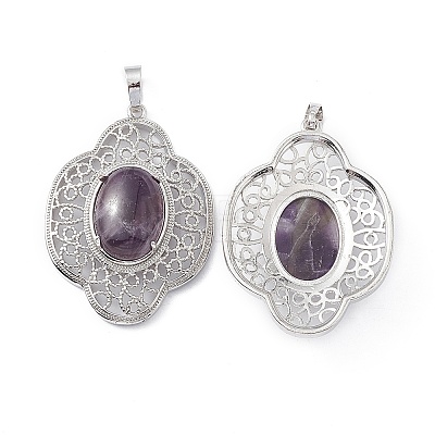 Natural Amethyst Pendants G-P492-01P-07-1