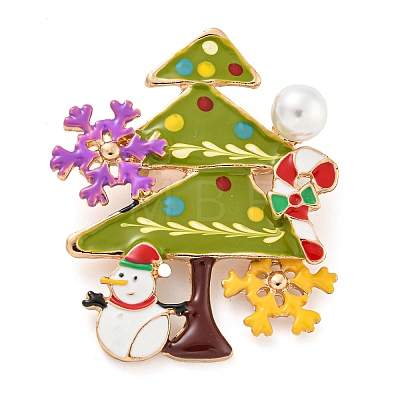 Christmas Theme Golden Zinc Alloy with Rhinestone Brooches JEWB-B018-01G-04-1