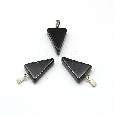 Triangle Natural Black Stone Pendants G-Q356-07-1
