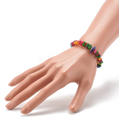 Natural Dyed Chip Shell Beads Stretch Bracelets BJEW-JB06395-02-1