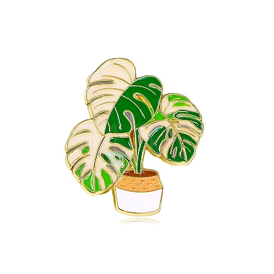 Monstera Leaf Potting Plant Brooches PW-WG73623-05-1