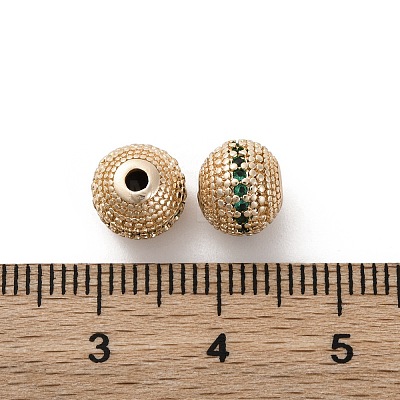 Brass Micro Pave Cubic Zirconia Beads KK-C071-08G-1