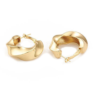 Rack Plating Brass Twist Ring Hoop Earrings for Women EJEW-L231-70G-1