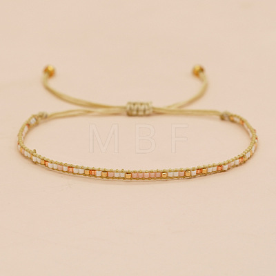 Bohemian Braided Adjustable Glass Seed Beaded Bracelets EX8332-1-1