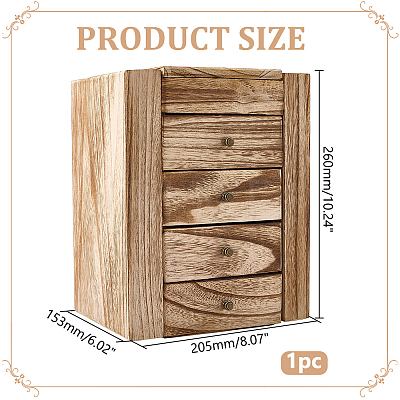 Large Capacity Wooden Multi-Layer Jewelry Organizer Boxes with Mirror & 4 Drawers CON-WH0117-02-1